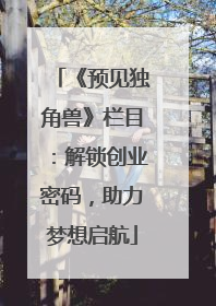 《预见独角兽》栏目：解锁创业密码，助力梦想启航