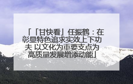 「甘快看」任振鹤：在彰显特色追求实效上下功夫 以文化为重要支点为高质量发展增添动能