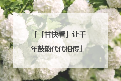 「甘快看」让千年鼓韵代代相传