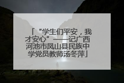 “学生们平安，我才安心”——记广西河池市凤山县民族中学党员教师汤冬萍