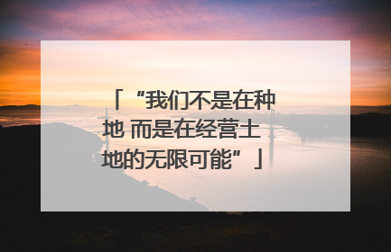 “我们不是在种地 而是在经营土地的无限可能”
