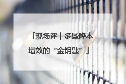 现场评｜多些降本增效的“金钥匙”