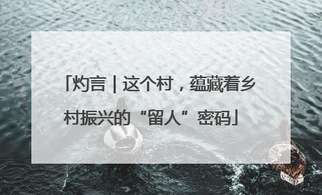 灼言｜这个村，蕴藏着乡村振兴的“留人”密码