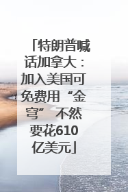 特朗普喊话加拿大：加入美国可免费用“金穹” 不然要花610亿美元