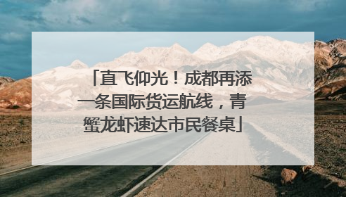 直飞仰光！成都再添一条国际货运航线，青蟹龙虾速达市民餐桌