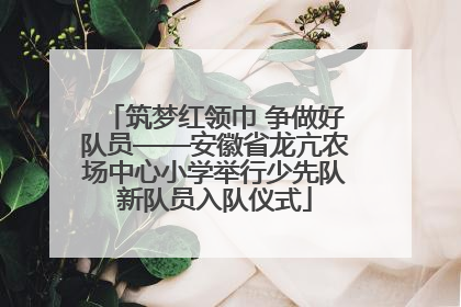 筑梦红领巾 争做好队员——安徽省龙亢农场中心小学举行少先队新队员入队仪式