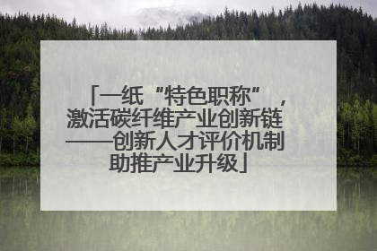 一纸“特色职称”，激活碳纤维产业创新链——创新人才评价机制 助推产业升级