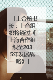上合秘书长：上合组织将通过《上海合作组织至2035年发展战略》