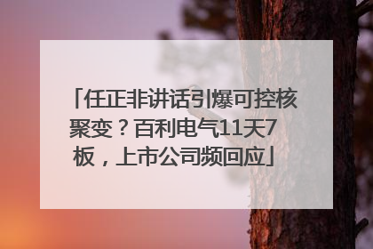 任正非讲话引爆可控核聚变？百利电气11天7板，上市公司频回应