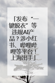 发布“一键脱衣”等违规AI产品？涉小红书、哔哩哔哩等平台！上海出手