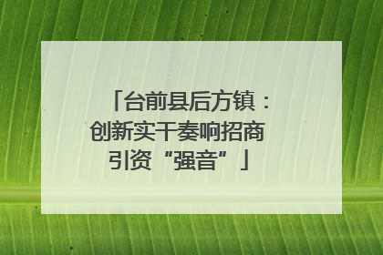 台前县后方镇：创新实干奏响招商引资“强音”
