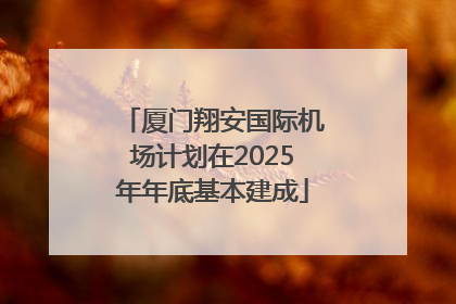 厦门翔安国际机场计划在2025年年底基本建成