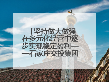 坚持做大做强 在多元化经营中逐步实现稳定盈利——石家庄交投集团做优做强典型报道之三
