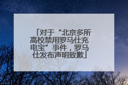 对于“北京多所高校禁用罗马仕充电宝”事件，罗马仕发布声明致歉