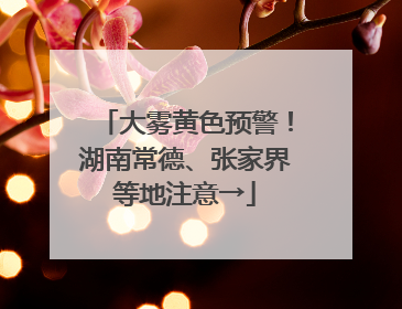 大雾黄色预警！湖南常德、张家界等地注意→