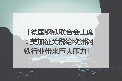 德国钢铁联合会主席：美加征关税给欧洲钢铁行业带来巨大压力