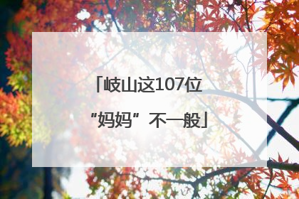 岐山这107位“妈妈”不一般