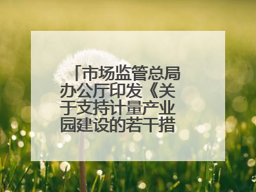 市场监管总局办公厅印发《关于支持计量产业园建设的若干措施》的通知