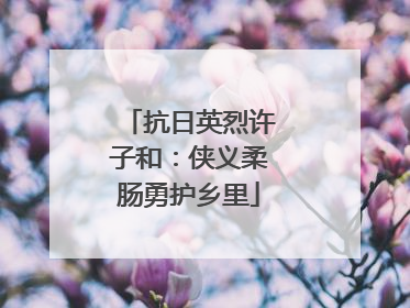 抗日英烈许子和：侠义柔肠勇护乡里