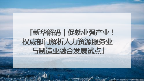 新华解码｜促就业强产业！权威部门解析人力资源服务业与制造业融合发展试点