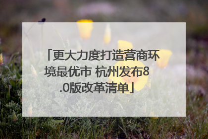 更大力度打造营商环境最优市 杭州发布8.0版改革清单