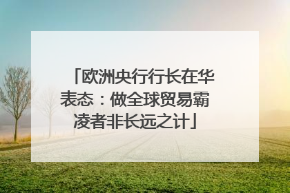 欧洲央行行长在华表态：做全球贸易霸凌者非长远之计