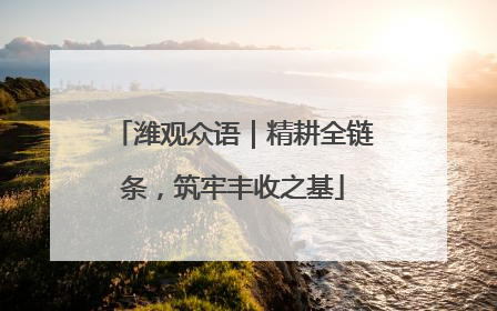 潍观众语｜精耕全链条，筑牢丰收之基