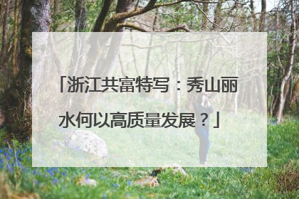 浙江共富特写：秀山丽水何以高质量发展？