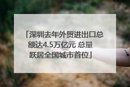 深圳去年外贸进出口总额达4.5万亿元 总量跃居全国城市首位