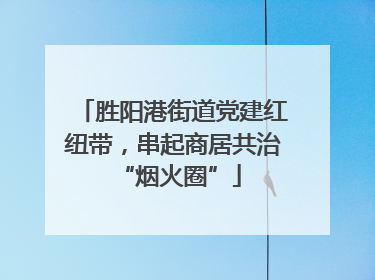 胜阳港街道党建红纽带，串起商居共治 “烟火圈”