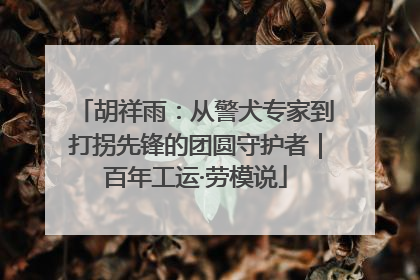 胡祥雨：从警犬专家到打拐先锋的团圆守护者｜百年工运·劳模说