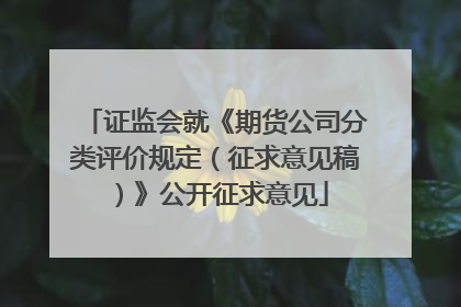 证监会就《期货公司分类评价规定（征求意见稿）》公开征求意见