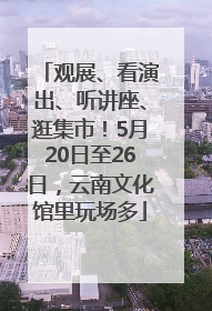 观展、看演出、听讲座、逛集市！5月20日至26日，云南文化馆里玩场多