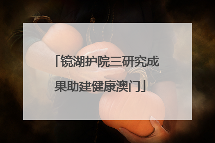 镜湖护院三研究成果助建健康澳门