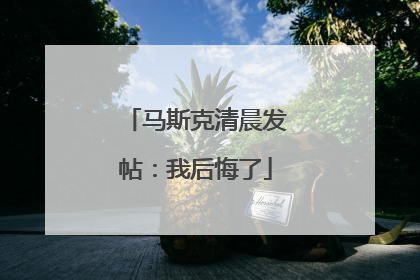 马斯克清晨发帖：我后悔了