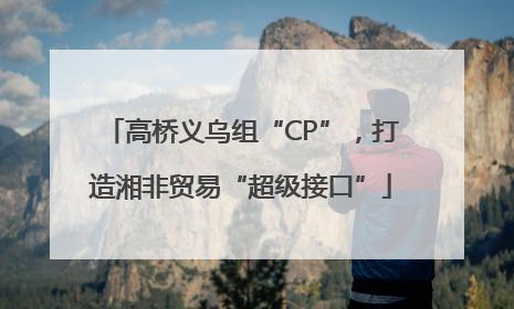 高桥义乌组“CP”，打造湘非贸易“超级接口”