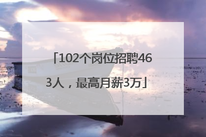 102个岗位招聘463人，最高月薪3万