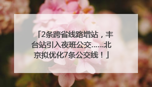 2条跨省线路增站，丰台站引入夜班公交……北京拟优化7条公交线！